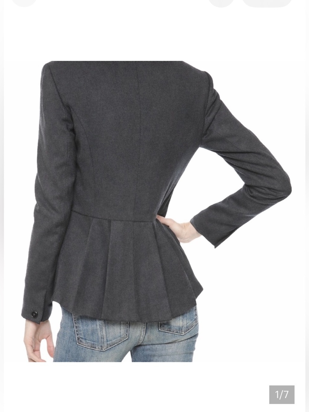 Rag & Bone Ny Women’s Charcoal Jett Ruffle Blazer Sz 8 - Picture 2 of 6